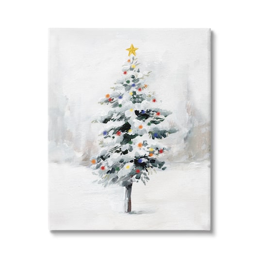 Stupell Industries Snowy Christmas Tree Landscape Canvas Wall Art